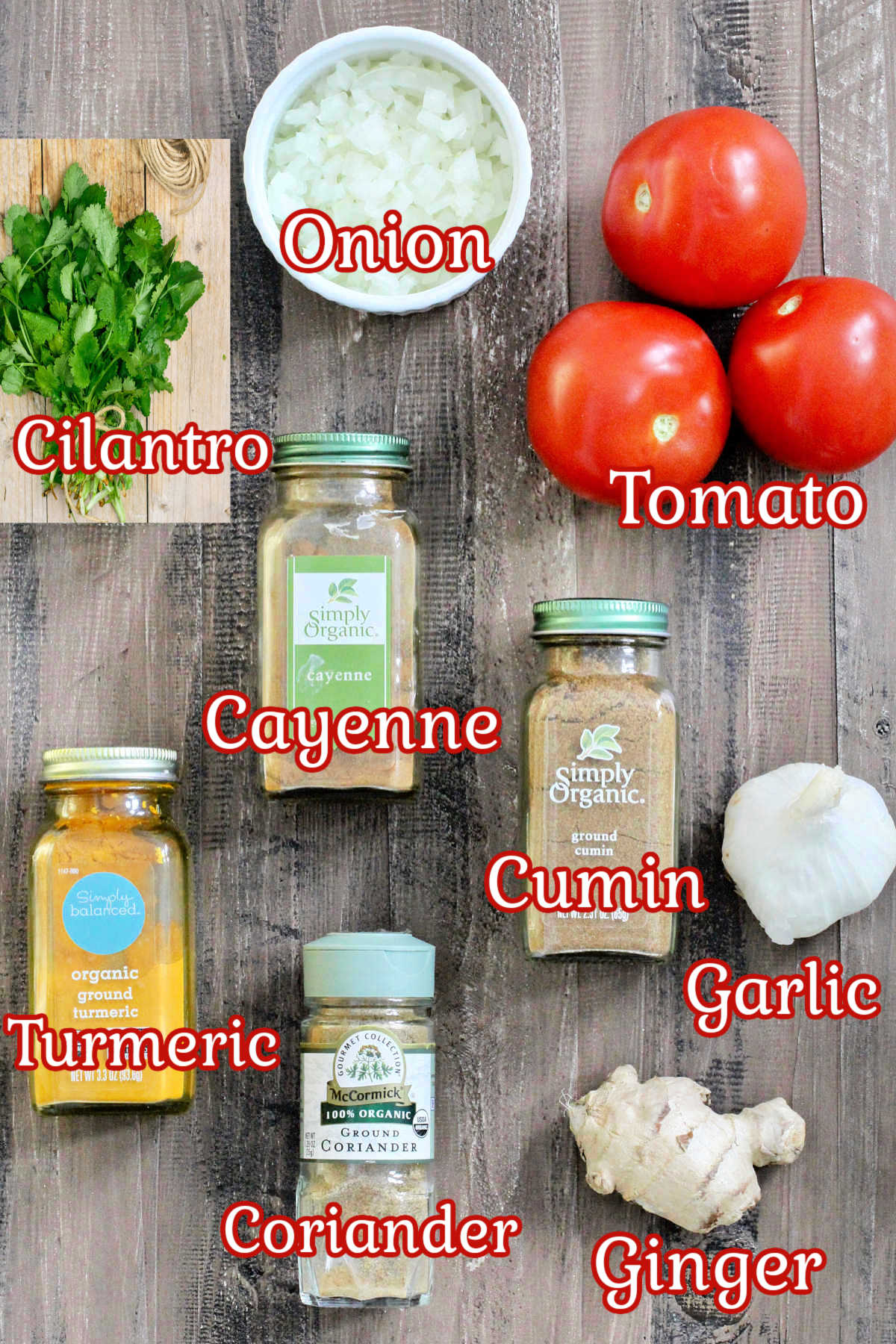 Spices and vegetables to make Masala Mac and Cheese