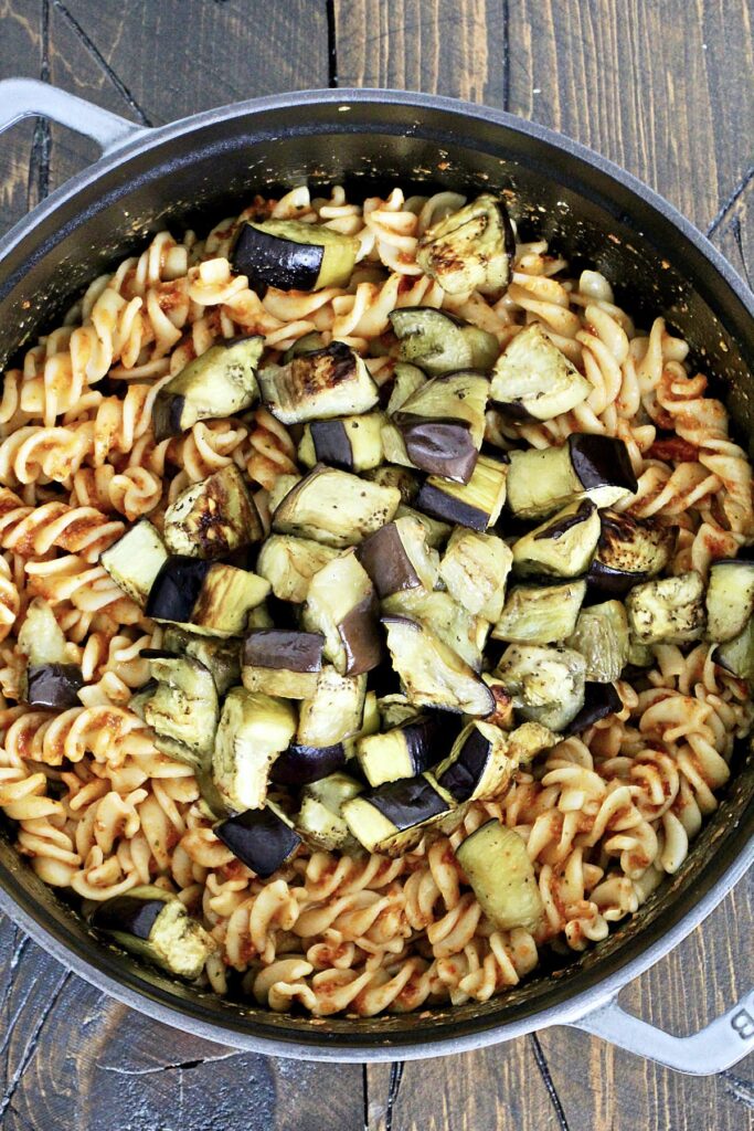 eggplant added to pasta