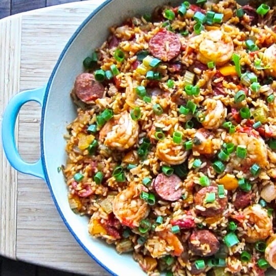 jambalaya in a skillet