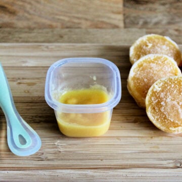 Homemade baby food- peach puree