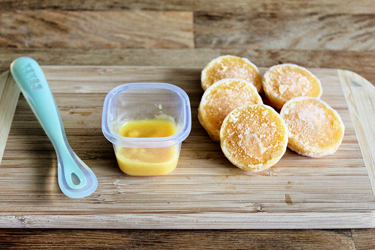 Homemade baby food- peach puree