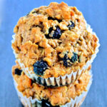 Stack of two flaxseed muffins.