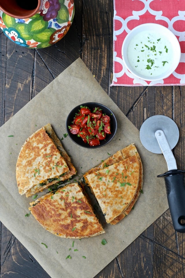 Sweet Potato & Kale Quesadillas | The Foodie Physician #quesadilla #cabotcheese #sweetpotato #kale
