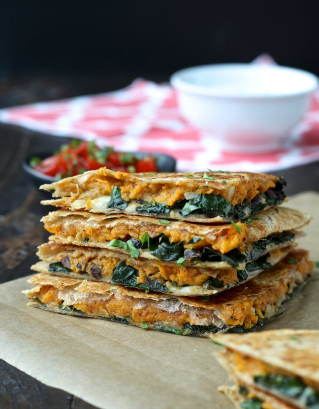 Sweet Potato & Kale Quesadillas | The Foodie Physician #quesadilla #cabotcheese #sweetpotato #kale