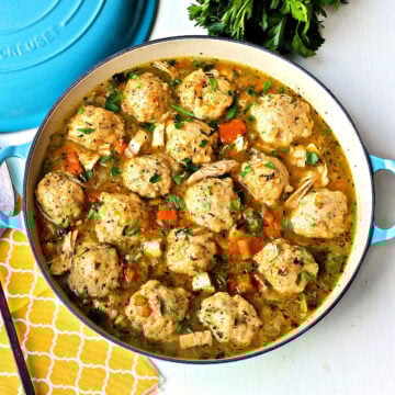Chicken and Dumplings in a pot