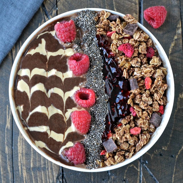 Chocolate Peanut Butter & Jelly Smoothie Bowl | @foodiephysician Chocolate Peanut Butter & Jelly Smoothie Bowl | @foodiephysician
