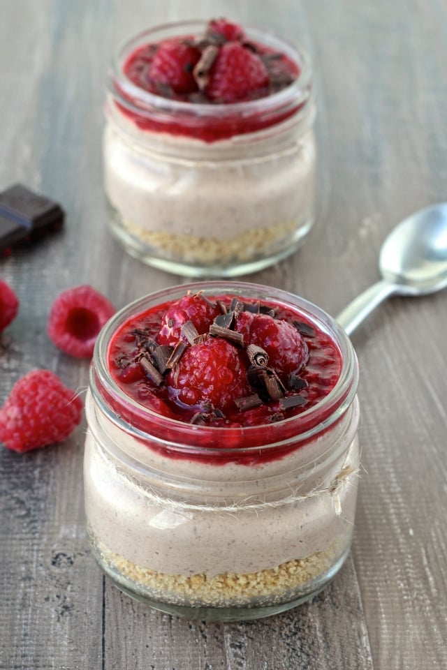 Chocolate Raspberry No-Bake Cheesecake Jars | The Foodie Physician