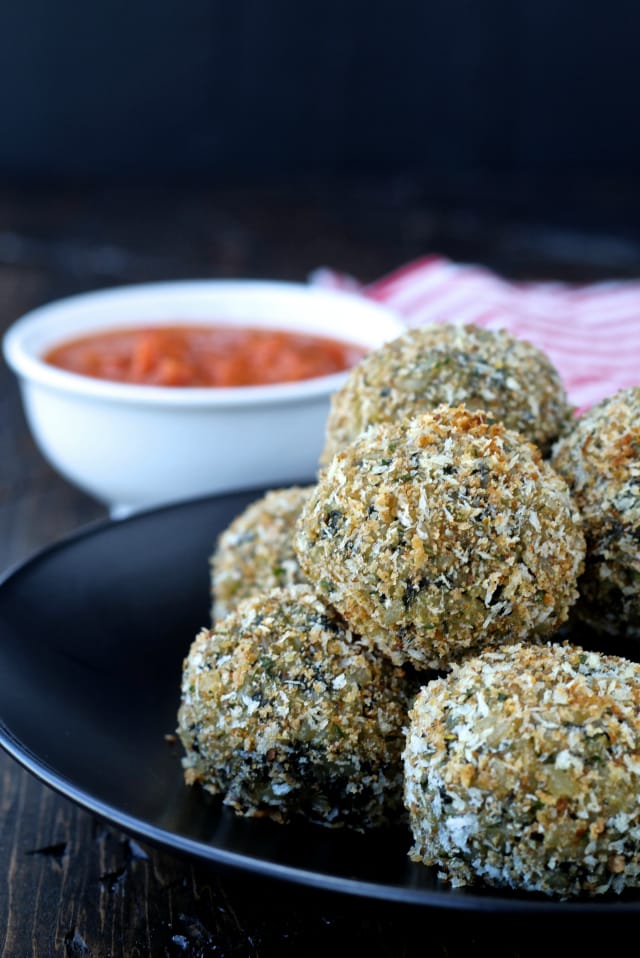 Baked Spinach and Cheese Rice Balls (Arancini) | The Foodie Physician #thinkrice #usarice #riceballs #arancini #thefoodiephysician