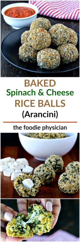 Baked Spinach and Cheese Rice Balls (Arancini) | @foodiephysician
