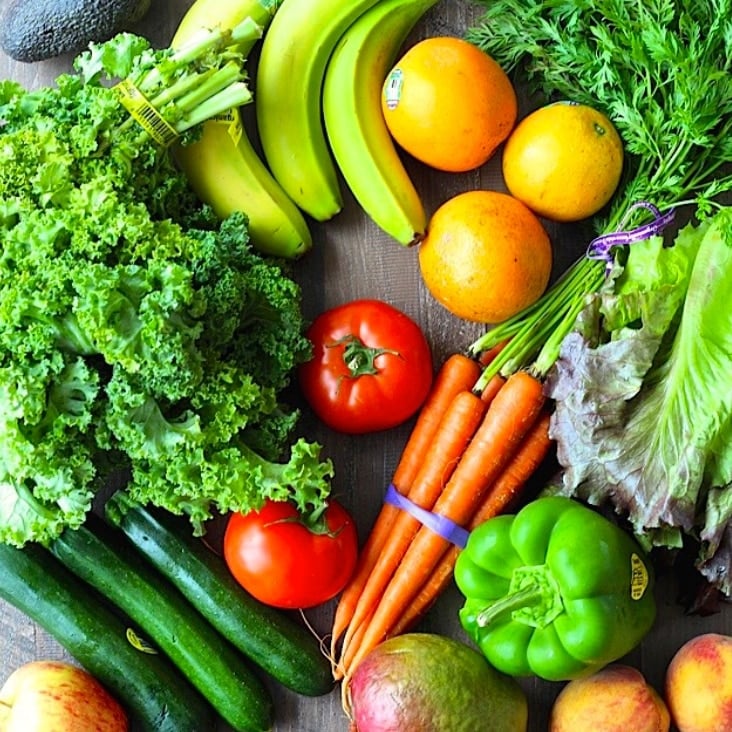 Colorful fruits and vegetables.