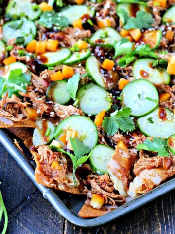 Slow Cooker Asian Pulled Chicken Nachos