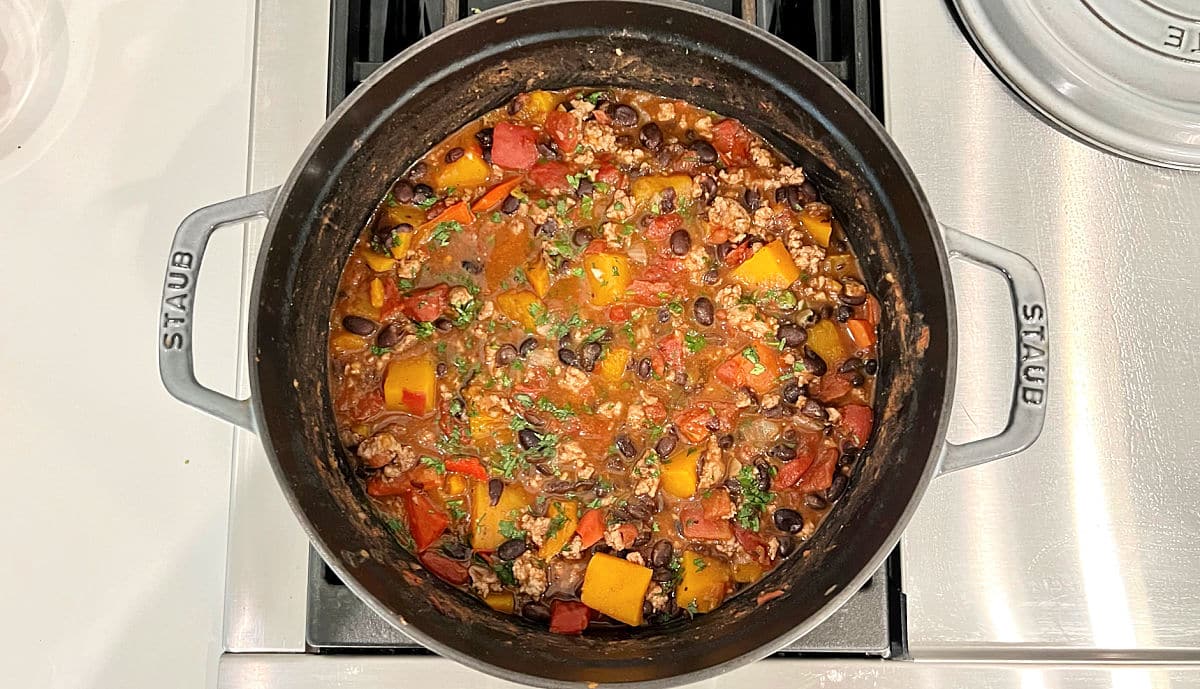 Step 5 for making Butternut Squash & Turkey Chili
