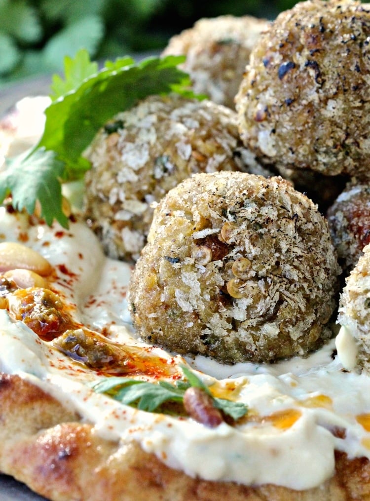 Mediterranean Eggplant Hummus "Meatballs" | @foodiephysician