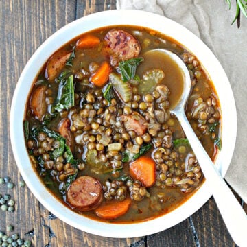 Lentil Soup with Sausage and Greens