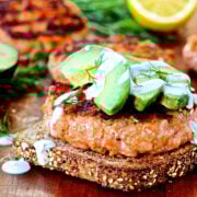 Salmon Burgers with Dill Yogurt Sauce