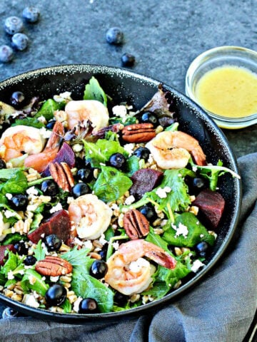 Blueberry Farro Salad with Shrimp