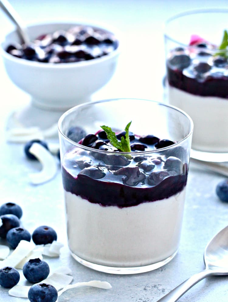 Coconut Panna Cotta with Blueberry Sauce