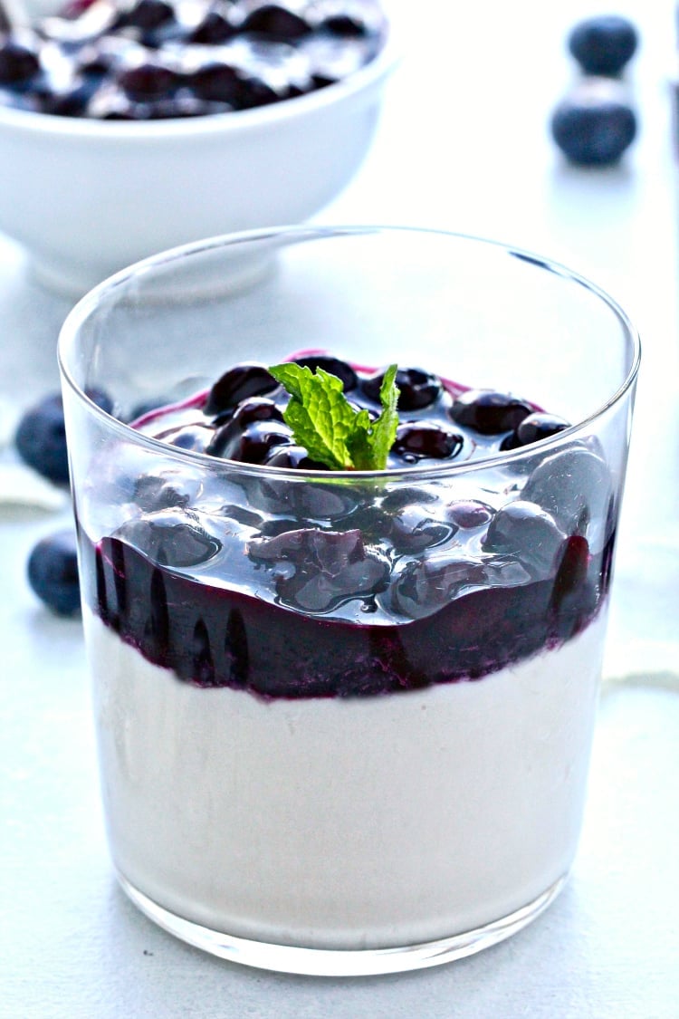 Coconut Panna Cotta with Blueberry Sauce