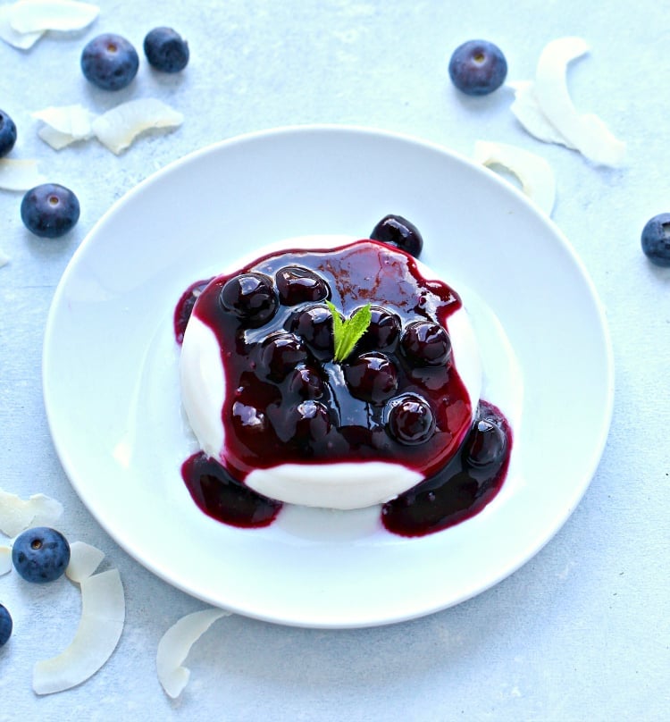 Coconut Panna Cotta with Blueberry Sauce