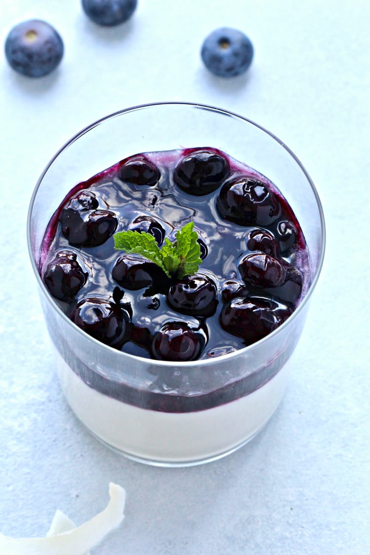 Coconut Panna Cotta with Blueberry Sauce