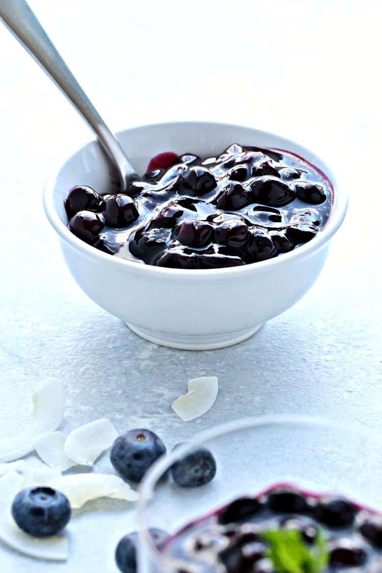Coconut Panna Cotta with Blueberry Sauce