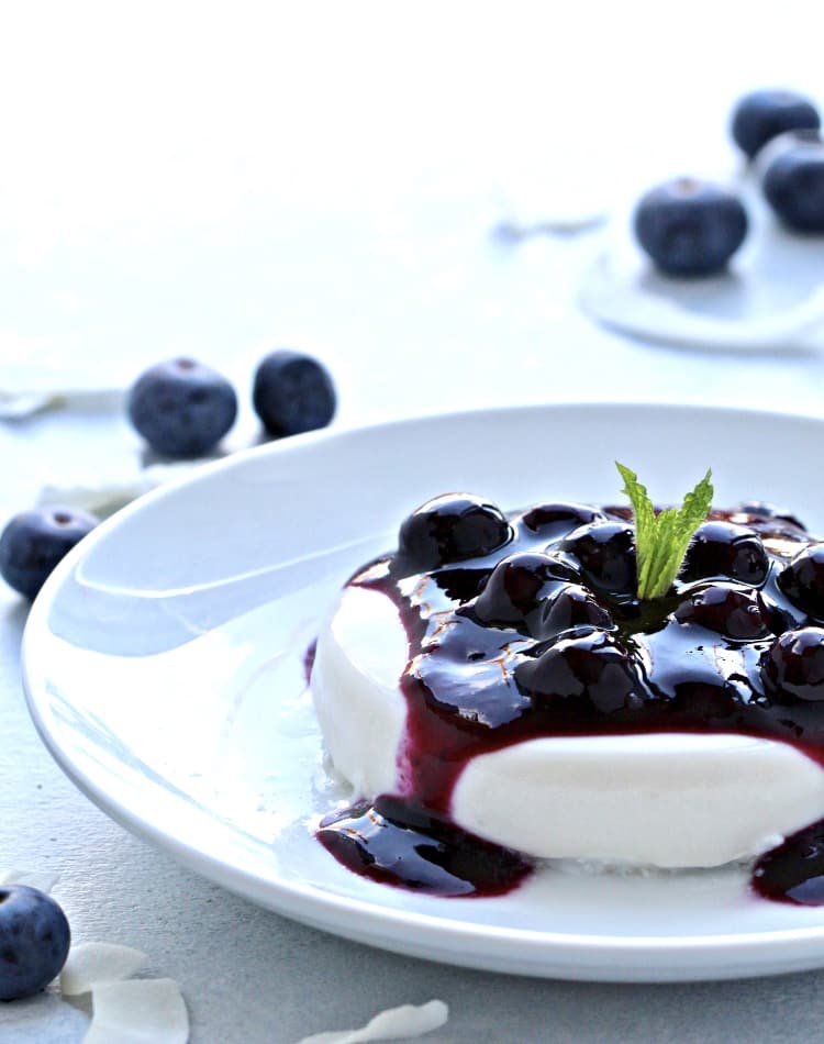 Coconut Panna Cotta with Blueberry Sauce