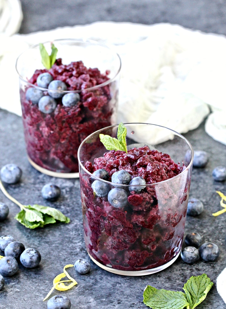 Blueberry Granita with Coconut Whipped Cream