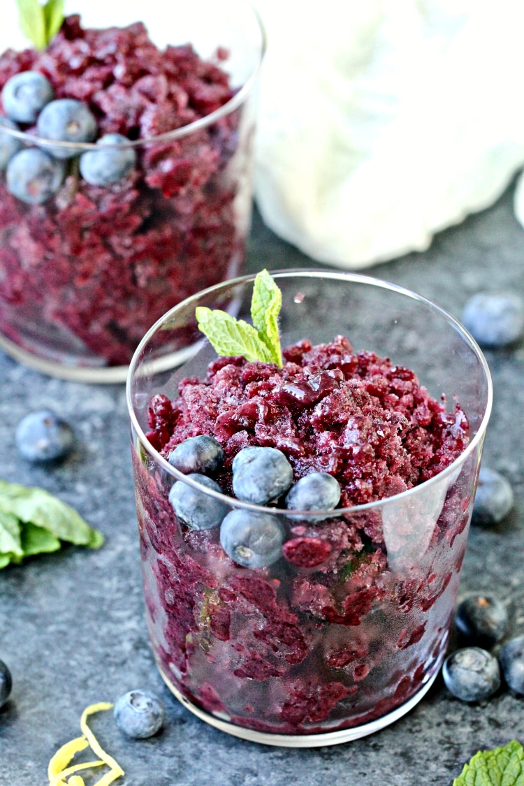 Blueberry Granita with Coconut Whipped Cream