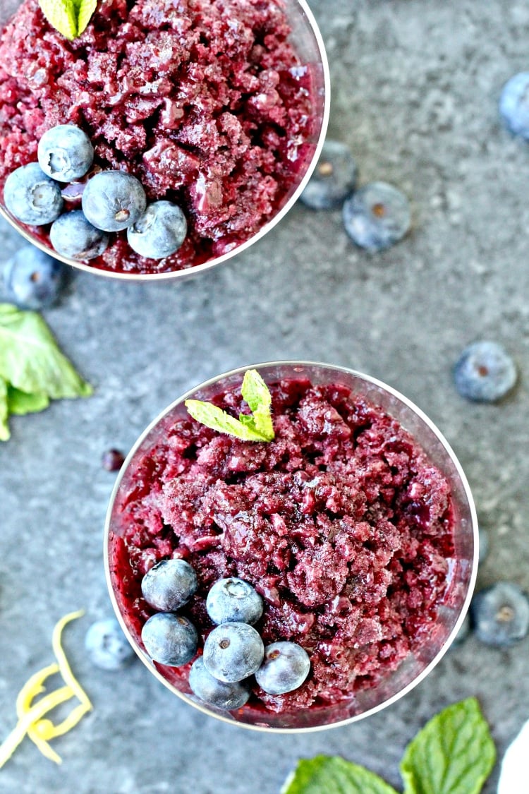 Blueberry Granita with Coconut Whipped Cream