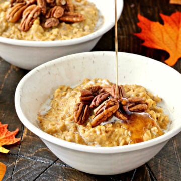 Pumpkin Spice Oatmeal with Maple Syrup