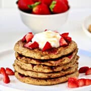 Strawberry Oatmeal Blender Pancakes