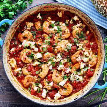 Greek Feta Shrimp Skillet