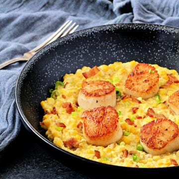 Seared Scallops with Creamy Corn and Bacon