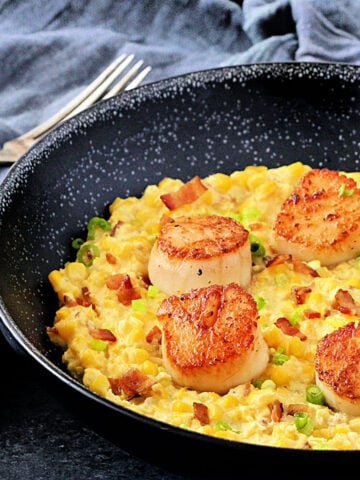 Seared Scallops with Creamy Corn and Bacon