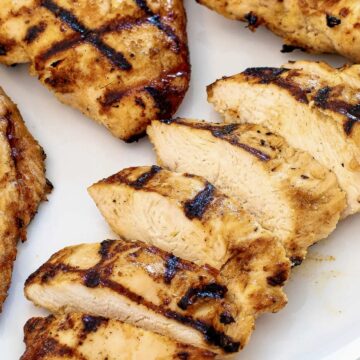 sliced chicken on a white plate