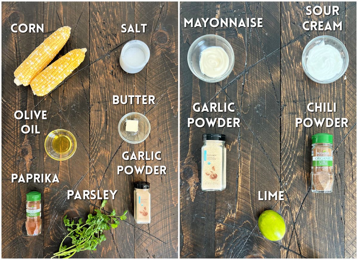Ingredients for corn ribs and Southwest dipping sauce