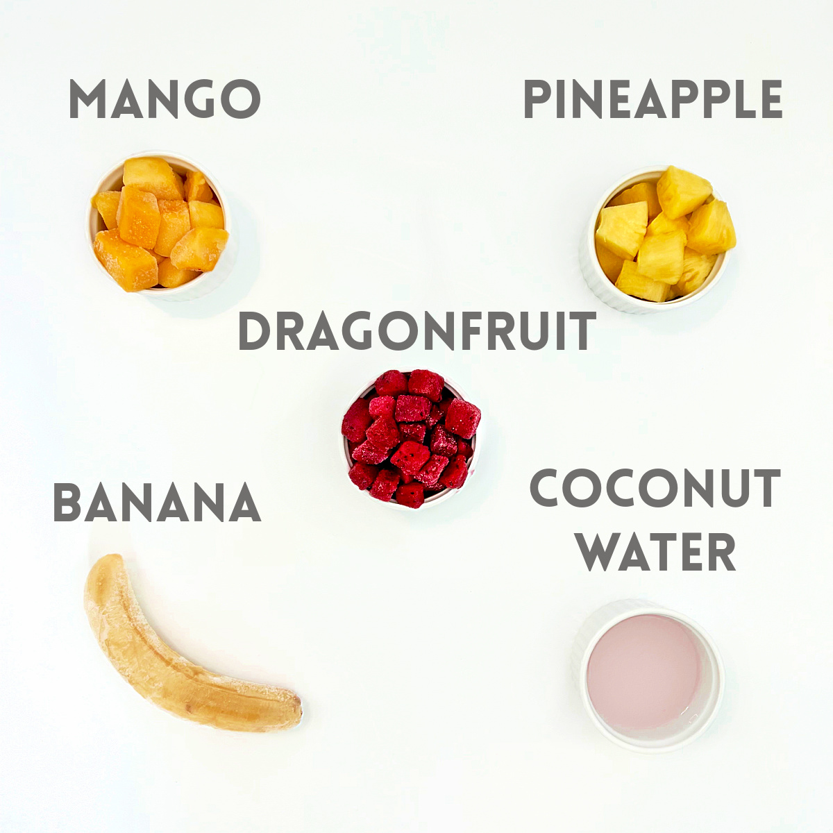 Ingredients for making a dragon fruit smoothie.