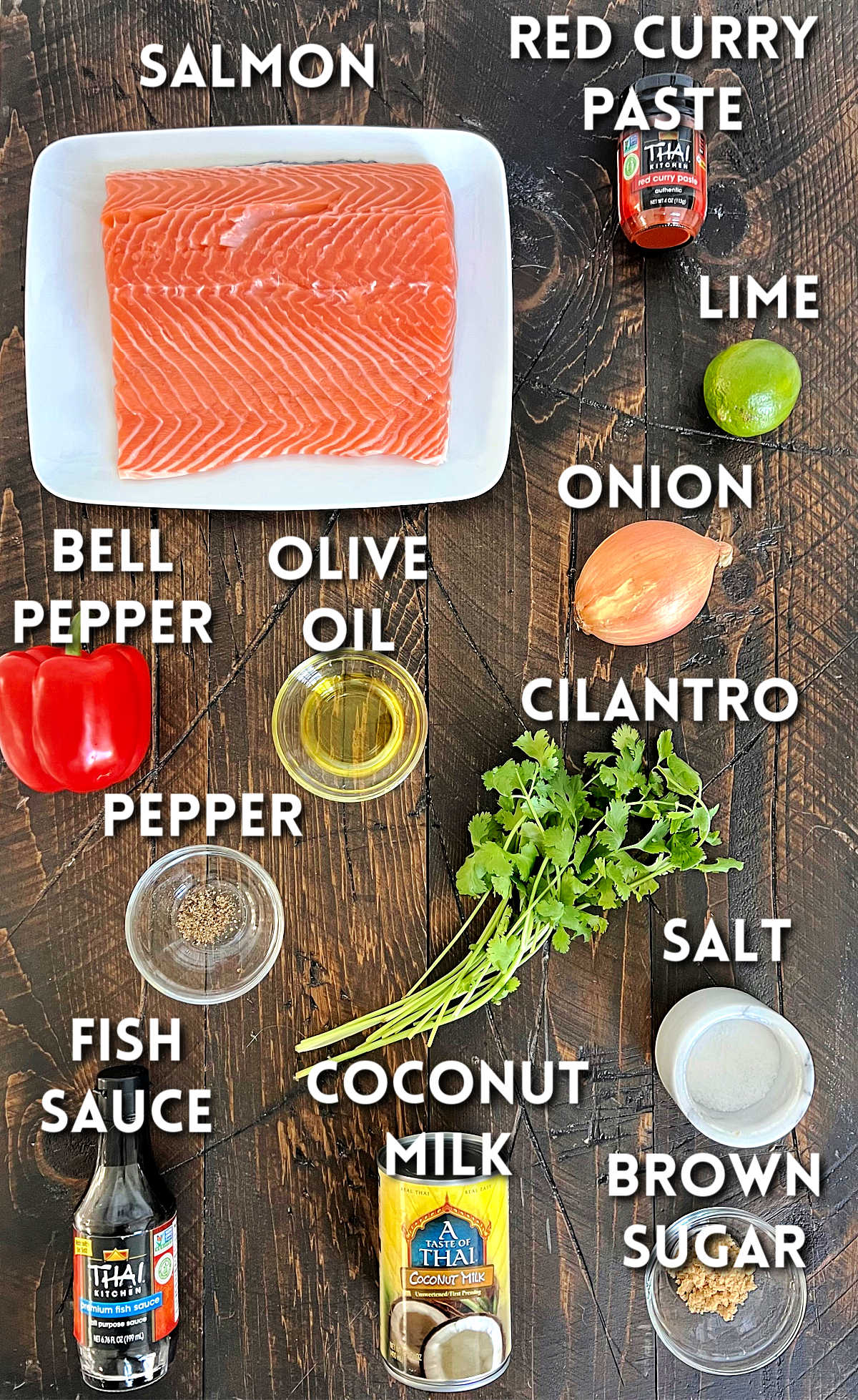 Ingredients for Thai salmon curry