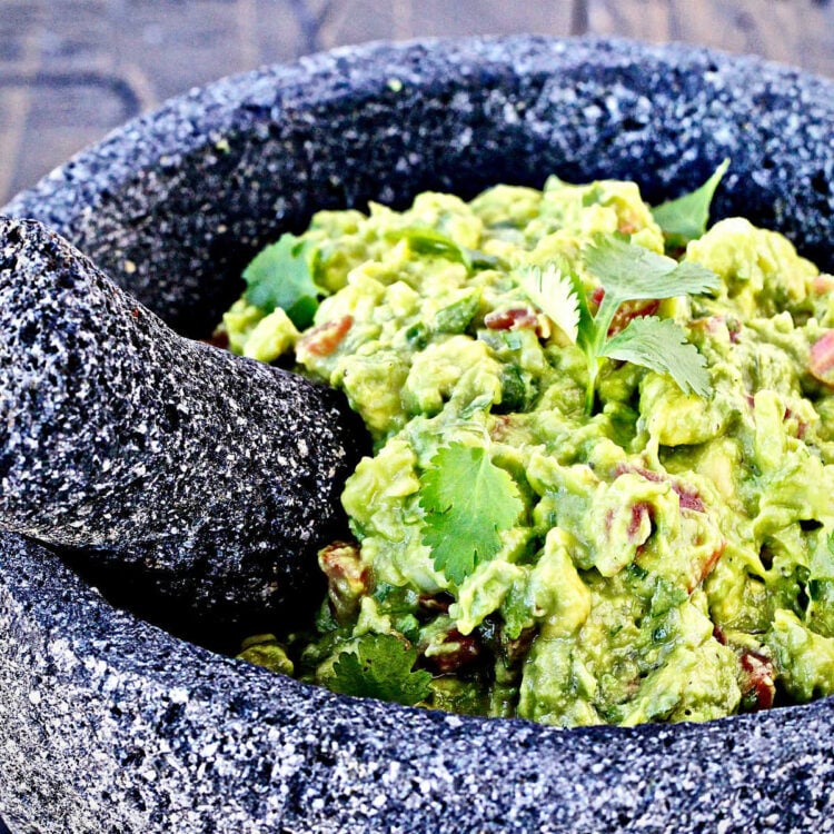 close up of guacamole