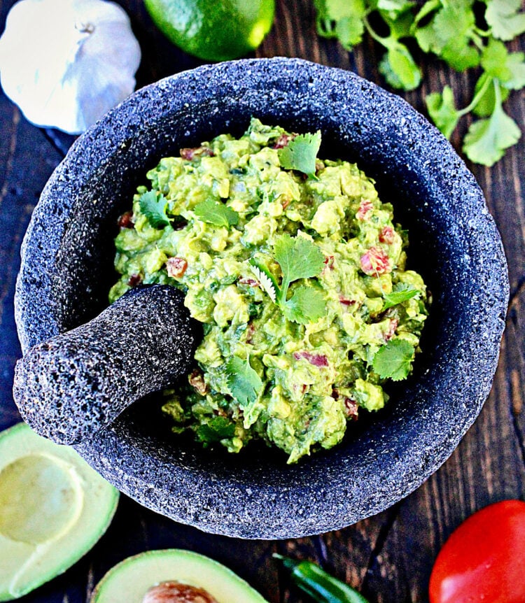 overhead shot of guacamole