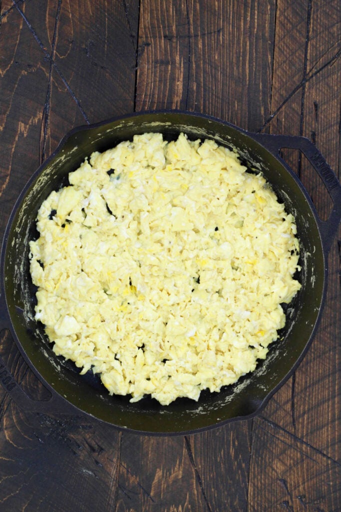 scrambled eggs in skillet