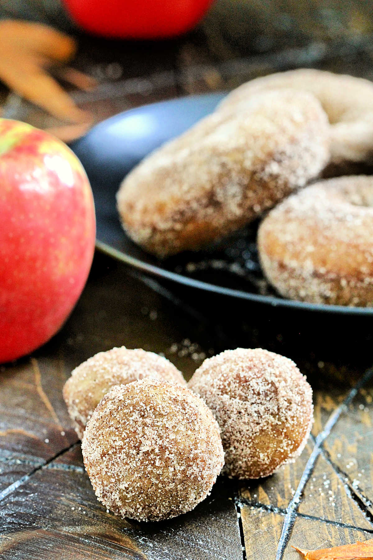 Three apple cider donut holes