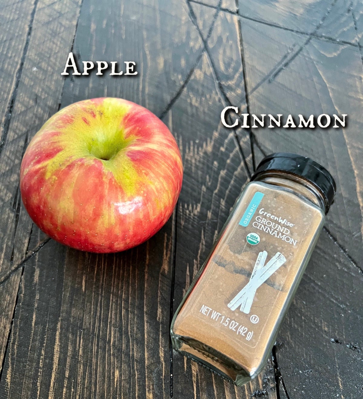 Ingredients for air fryer apple chips.