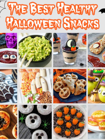 Collage of the best healthy Halloween snacks