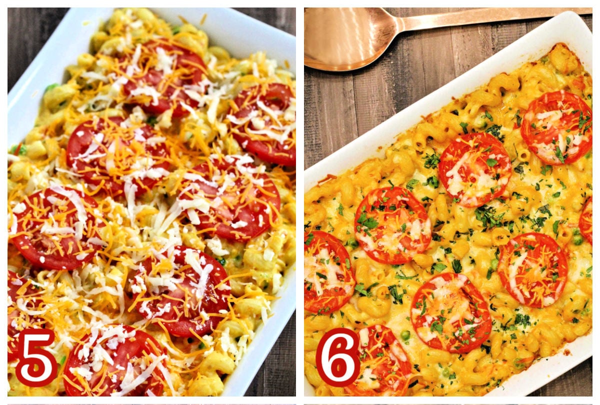 Steps 5-6 for making masala mac and cheese