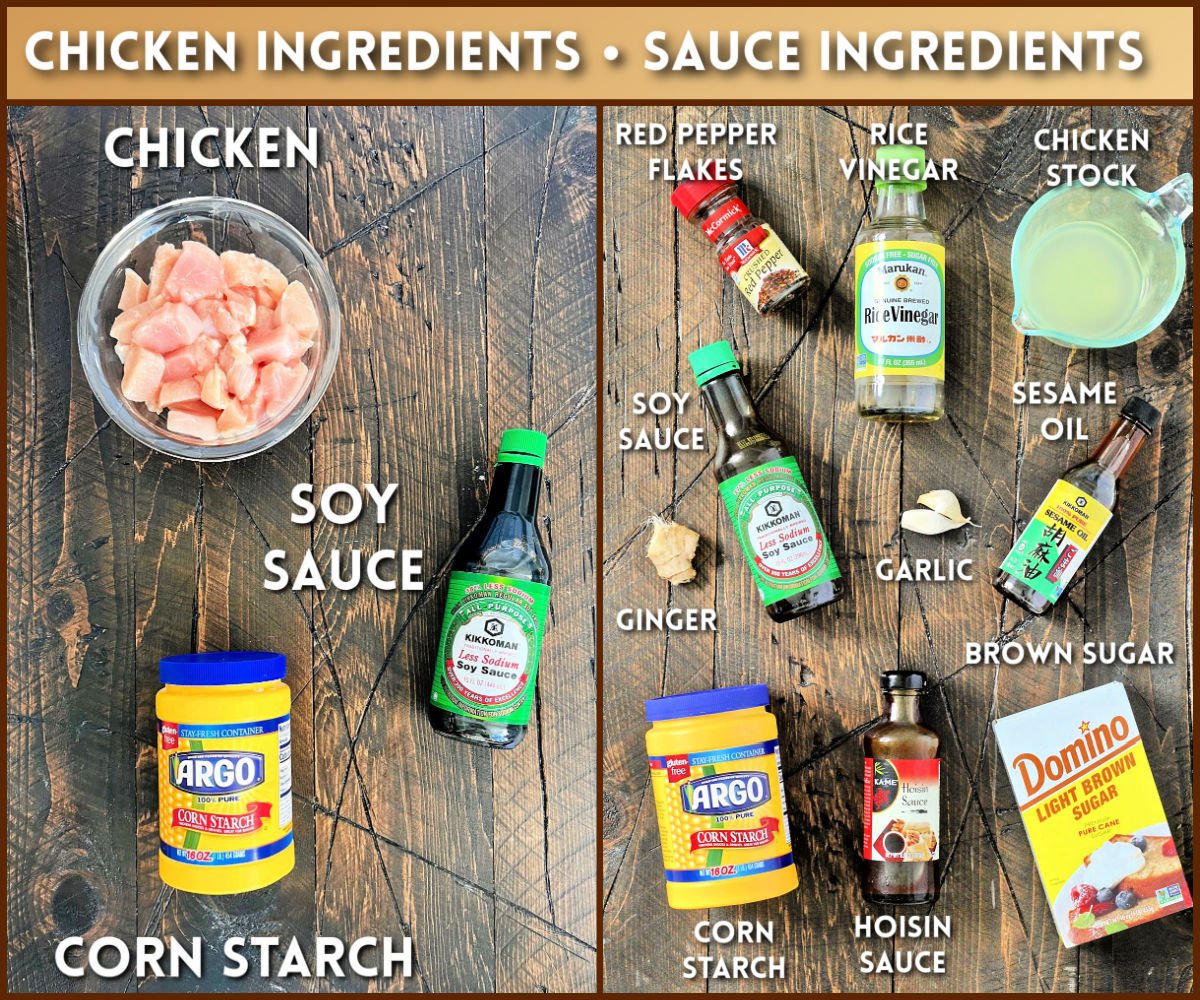 Ingredients for air fryer general tso's chicken.