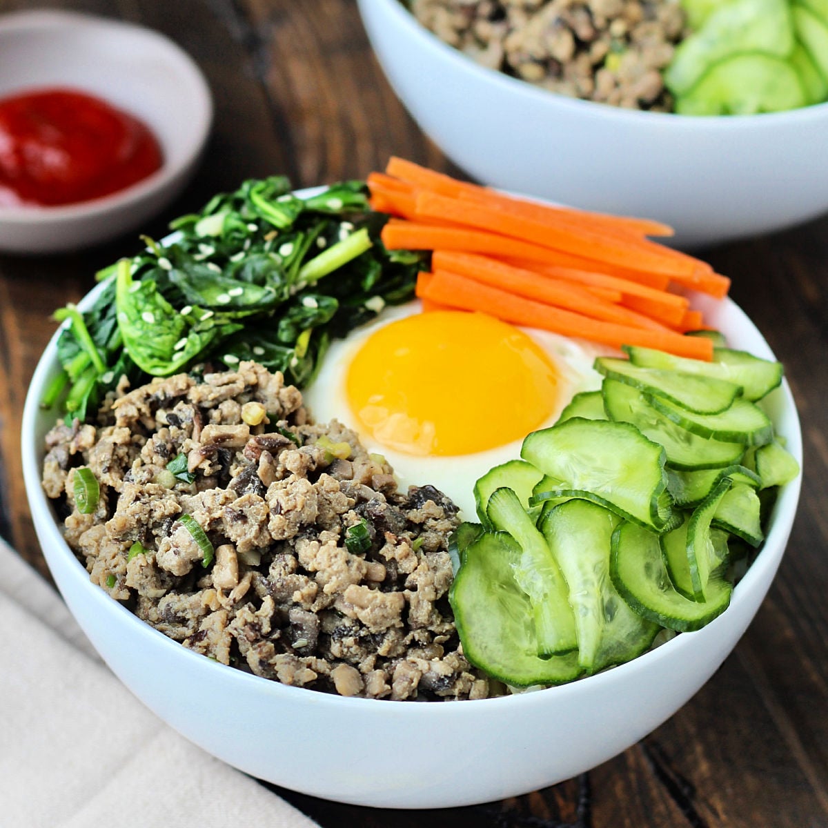 Korean ground turkey rice bowl.