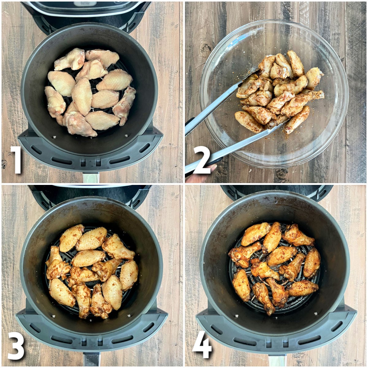 Steps for making air fryer frozen chicken wings