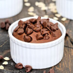 Chocolate Baked Oats in a white ramekin