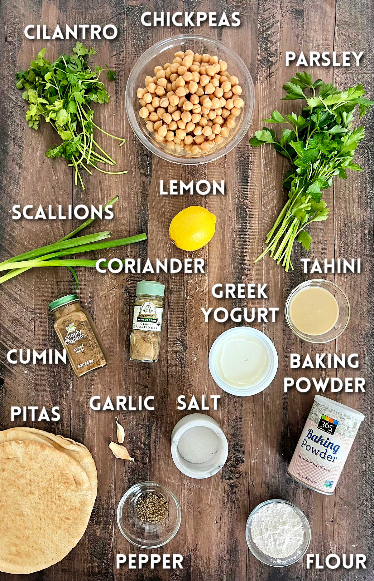 Ingredients for falafel pita sandwiches